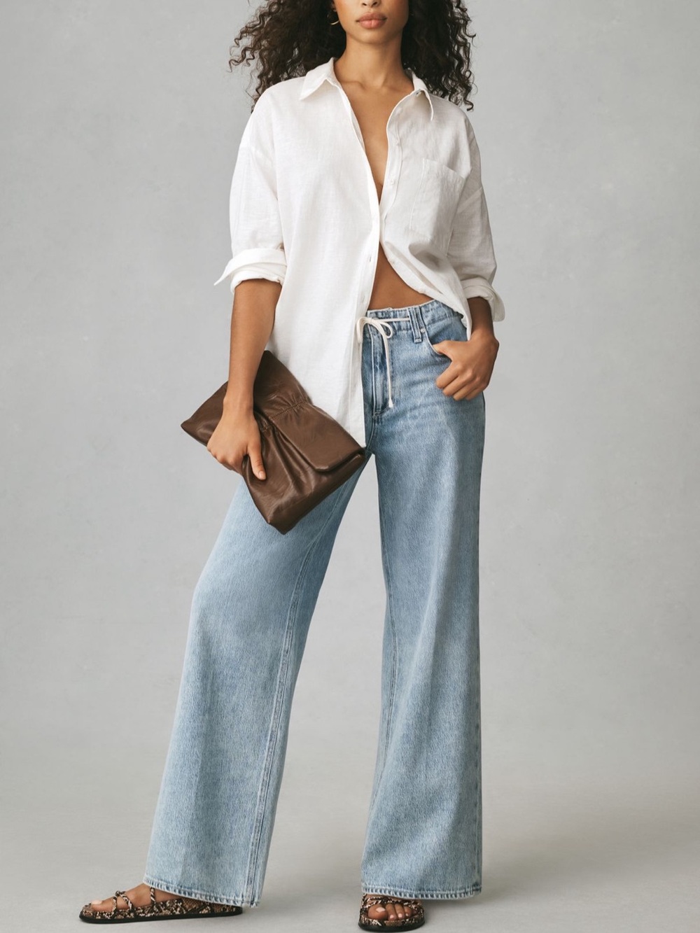 PAIGE Light Blue Wide-Leg High-Rise Jeans